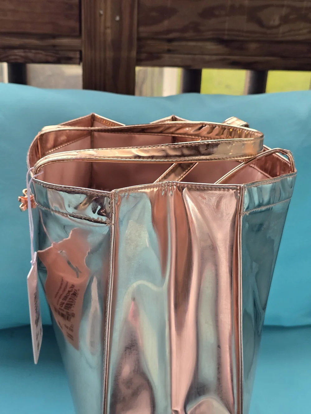 Ted Baker Rose Gold Metallic Tote with Foaming Body Scrubs